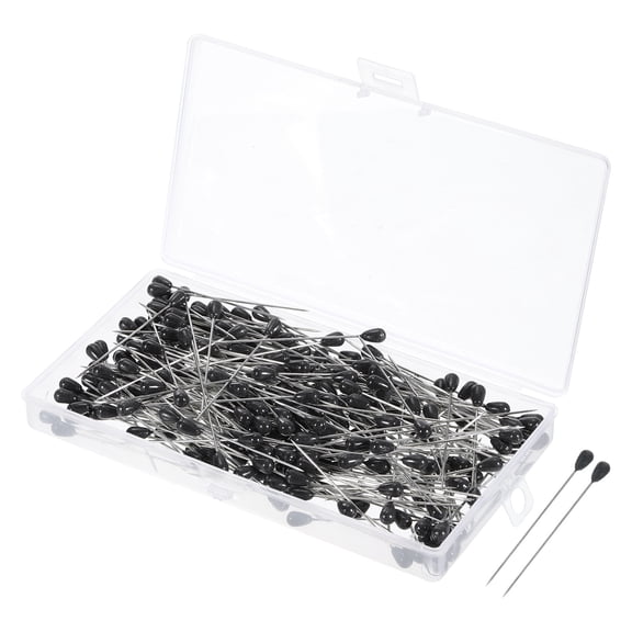 Uxcell Teardrop Pearl Head Pins, Corsage Pins 1.8" Sewing Straight Pin, Black, 300Pack