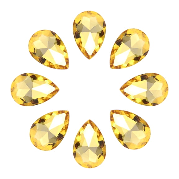 Uxcell Teardrop Rhinestones Glass Pointed Back Rhinestone Beads Gems for Jewelry Making Costume Crystal Embellishments Craft Yellow