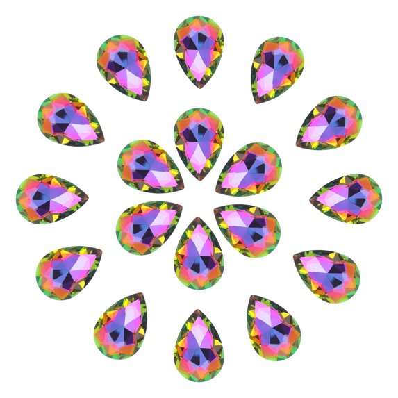 Uxcell Teardrop Rhinestones Glass Pointed Back Rhinestone Beads Gems for Jewelry Making Costume Crystal Embellishments Crafts Colorful