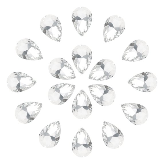 Uxcell Teardrop Rhinestones Glass Pointed Back Rhinestone Beads Gems for Jewelry Making Costume Crystal Embellishments Crafts White