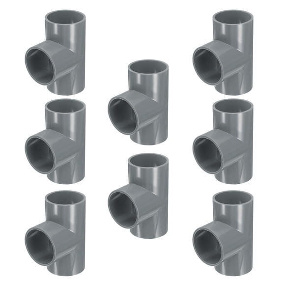Uxcell Tee Fitting 1-7/8" 3 Way Connector Furniture Build Grade Pipe Coupling, Grey