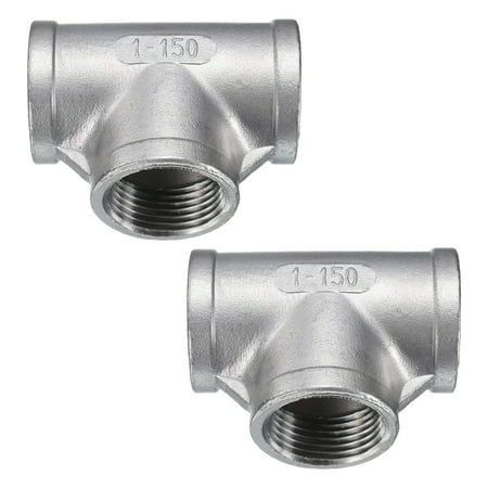 Uxcell 2pcs Tee Pipe Fitting (1" x 1" x 1" ) NPT Female 304 Stainless Steel t Shaped 3 Way T-Connector for Industrial Connection Water Air Gas Oil Fuel