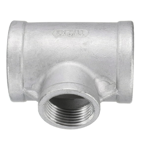 Uxcell Tee Pipe Fitting (1" x 1-1/2" x 1-1/2" ) NPT Female 304 Stainless Steel t Shaped Reducer 3 Way T-Connector for Industrial Connection Water Air Gas Oil Fuel
