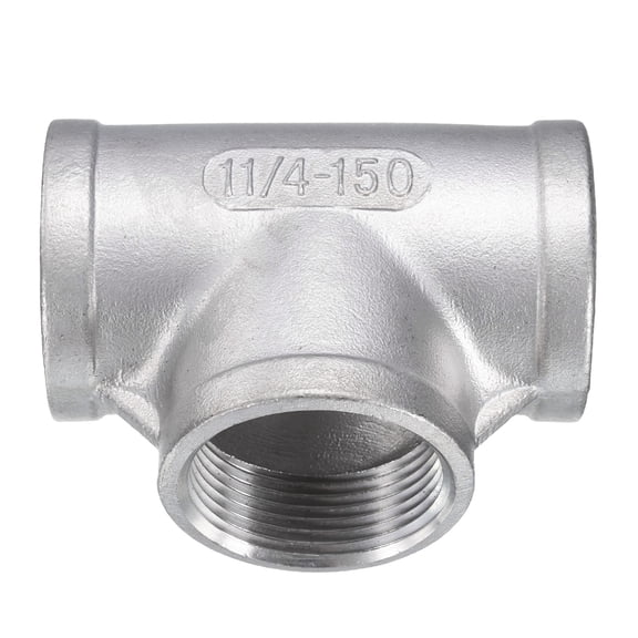 Uxcell Tee Pipe Fitting (1-1/4" x 1-1/4" x 1-1/4" ) NPT Female 304 Stainless Steel t Shaped 3 Way T-Connector for Industrial Connection Water Air Gas Oil Fuel