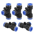 thumbnail image 1 of Uxcell Tee Plastic Push to Connect Fittings t Shaped 3 Ways Tube Connect Push Fit Push Lock 5 1/2"x3/8"x1/2", 1 of 6