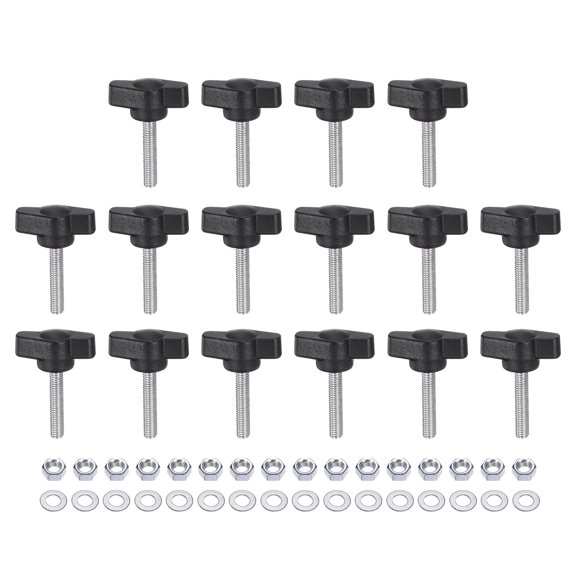 Uxcell Tee Wing Knobs Thread Z Head Thumb Screws Handles with Nuts Washers M5 x 25mm