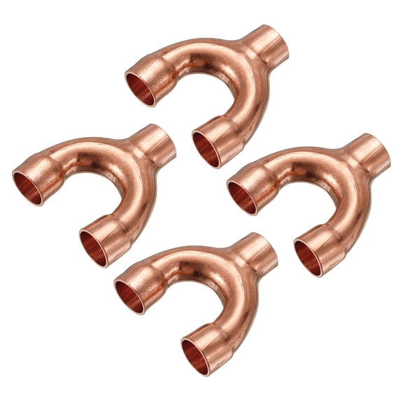 Uxcell Tee Y Type Copper Fitting Welding Joint Split Union Connector 9.52mm or 3/8 Inch ID 4 Pack