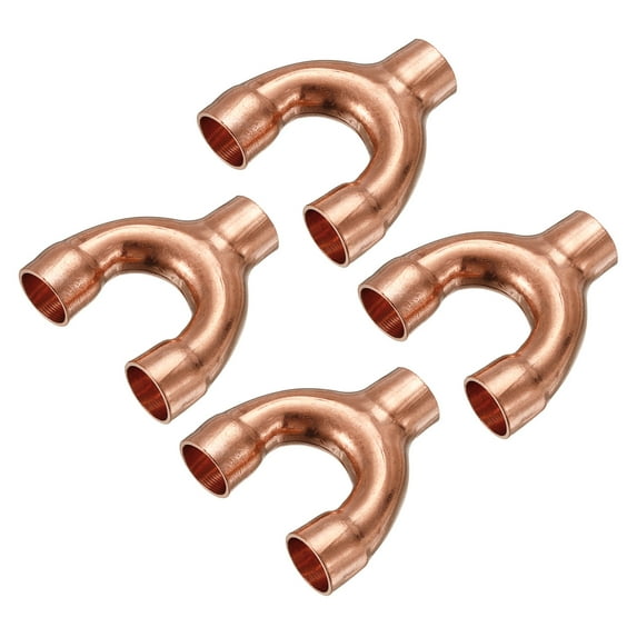 Uxcell Tee Y Type Copper Fitting Welding Joint Split Union Connector 9.52mm or 3/8 Inch ID 4 Pack
