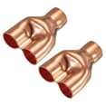 thumbnail image 1 of Uxcell Tee Y Type Copper Fitting Welding Joint Split Union Intersection 19mm or 3/4 Inch ID 2 Pack, 1 of 4