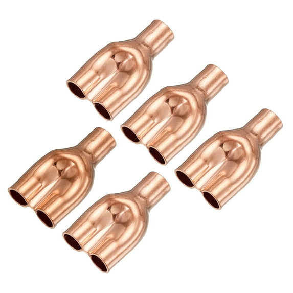 Uxcell Tee Y Type Copper Fitting Welding Joint Split Union Intersection 6.35mm or 1/4 Inch ID 5 Pack