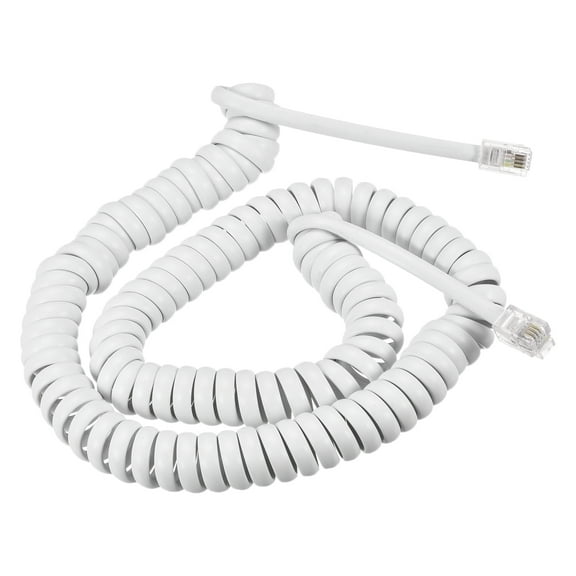 Uxcell Telephone Handset Cord RJ9 Plug 4P4C Coiled Landline Phone Handset Cable for Home or Office White 22.97 ft