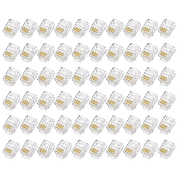 Uxcell Telephone Modular Plug Male RJ11/RJ12 Connectors, Copper Core 6P6C Clear 60pcs