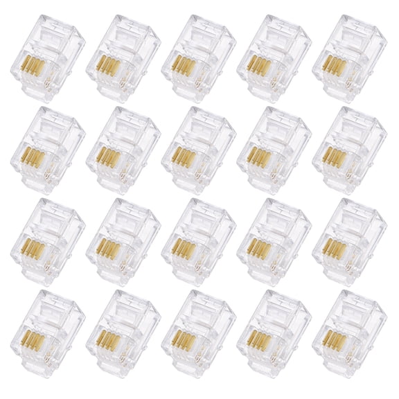 Uxcell Telephone Modular Plug Male RJ9/RJ10/RJ22 Connectors, Copper Core 4P4C Clear 20pcs