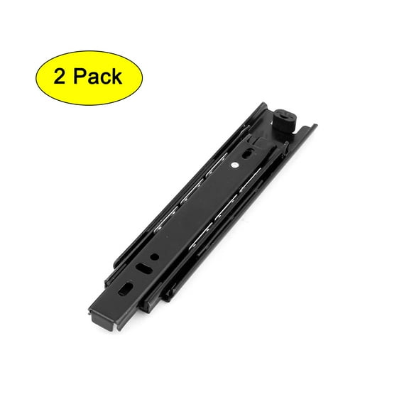 Uxcell Telescopic 3 Sections Black Drawer Slide Runners Ball Bearing Rails 2Pcs