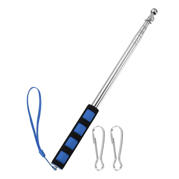 Uxcell Telescopic Handheld Flag Pole, 5ft/1.5m Retractable Telescopic Pole Stainless Steel with Clips Extendable Banner Flagpole Pointer for Teaching Outdoor Sports Events Parades, Blue