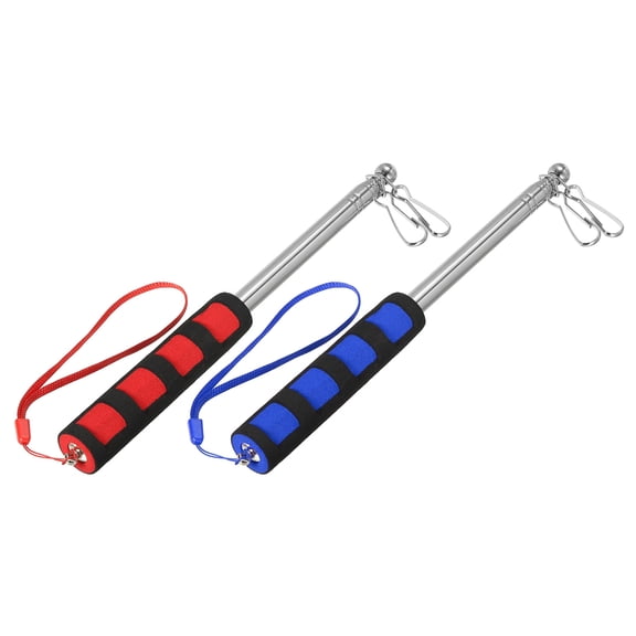 Uxcell Telescopic Handheld Flagpoles 4 Feet Sponge Handle Pole with Clips 6 Sections 2Pcs Red Blue