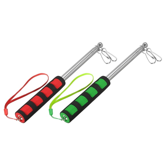 Uxcell Telescopic Handheld Flagpoles 4 Feet Sponge Handle Pole with Clips 6 Sections 2Pcs Red Green