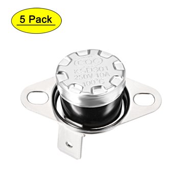 5pcs KSD301 Thermostat - 70°C/158°F 10A NC Temperature Switch For Microwave, Coffee Maker, Oven & Heaters (Bakelite)