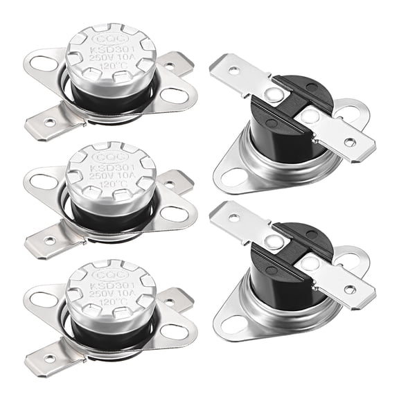 Uxcell Temperature Control Switch Thermostat 120°C 10A N.C 6.3mm Pin 5 Pack