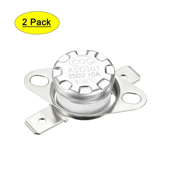 Uxcell Temperature Control Switch Thermostat 190°C 10A N.C 6.3mm Pin 2 Pack