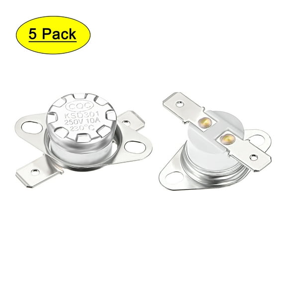 Uxcell Temperature Control Switch Thermostat 230°C 10A N.C 6.3mm Pin 5 Pack