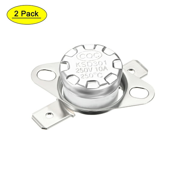 Uxcell Temperature Control Switch Thermostat 250°C 10A N.C 6.3mm Pin 2 Pack