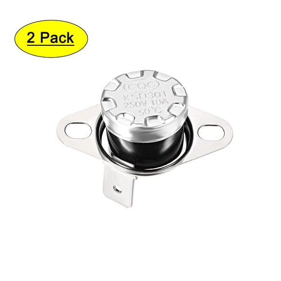 Uxcell Temperature Control Switch Thermostat 50°C 10A N.C 6.3mm Pin 2 Pack