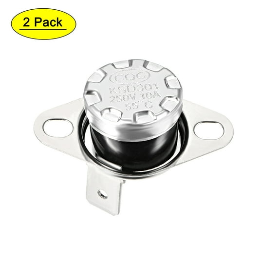 Uxcell Temperature Control Switch Thermostat 55°C 10A Normally Closed NC 2 Pack