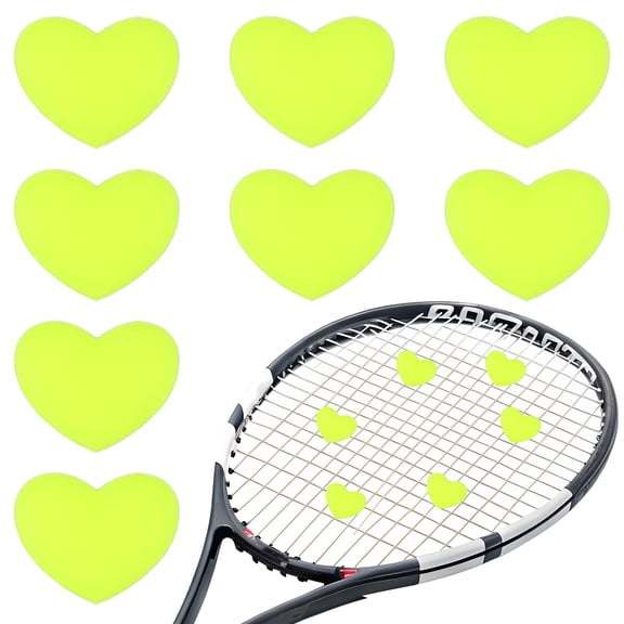 Uxcell Tennis Dampener, Heart Silicone Tennis Racket Dampeners Racket Shock Absorber Reduce Vibration Soft Cute Fit for (Players/Universal Fit for All Racquets) 8Pcs & Fluorescent Green