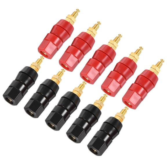 Uxcell Terminal Binding Post Amplifier Terminal Connector Banana Plug Jack Speaker Black Red 5 Set