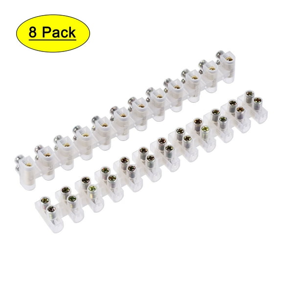 Uxcell Terminal Block 12 Position Dual Row 380V 30A Type U Wire Connector Screw Terminal Barrier Strip 8 Pack