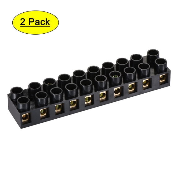 Uxcell Terminal Block 500V 10A Dual Row 10 Positions Screw Electric Barrier Strip 2 Pack