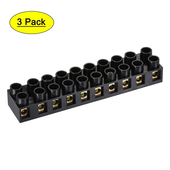 Uxcell Terminal Block 500V 10A Dual Row 10 Positions Screw Electric Barrier Strip 3 Pack