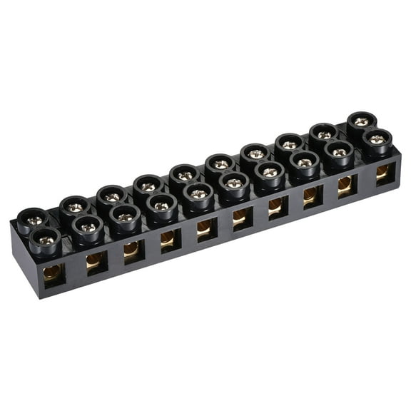 Uxcell Terminal Block 500V 60A Dual Row 10 Positions Screw Electric Barrier Strip