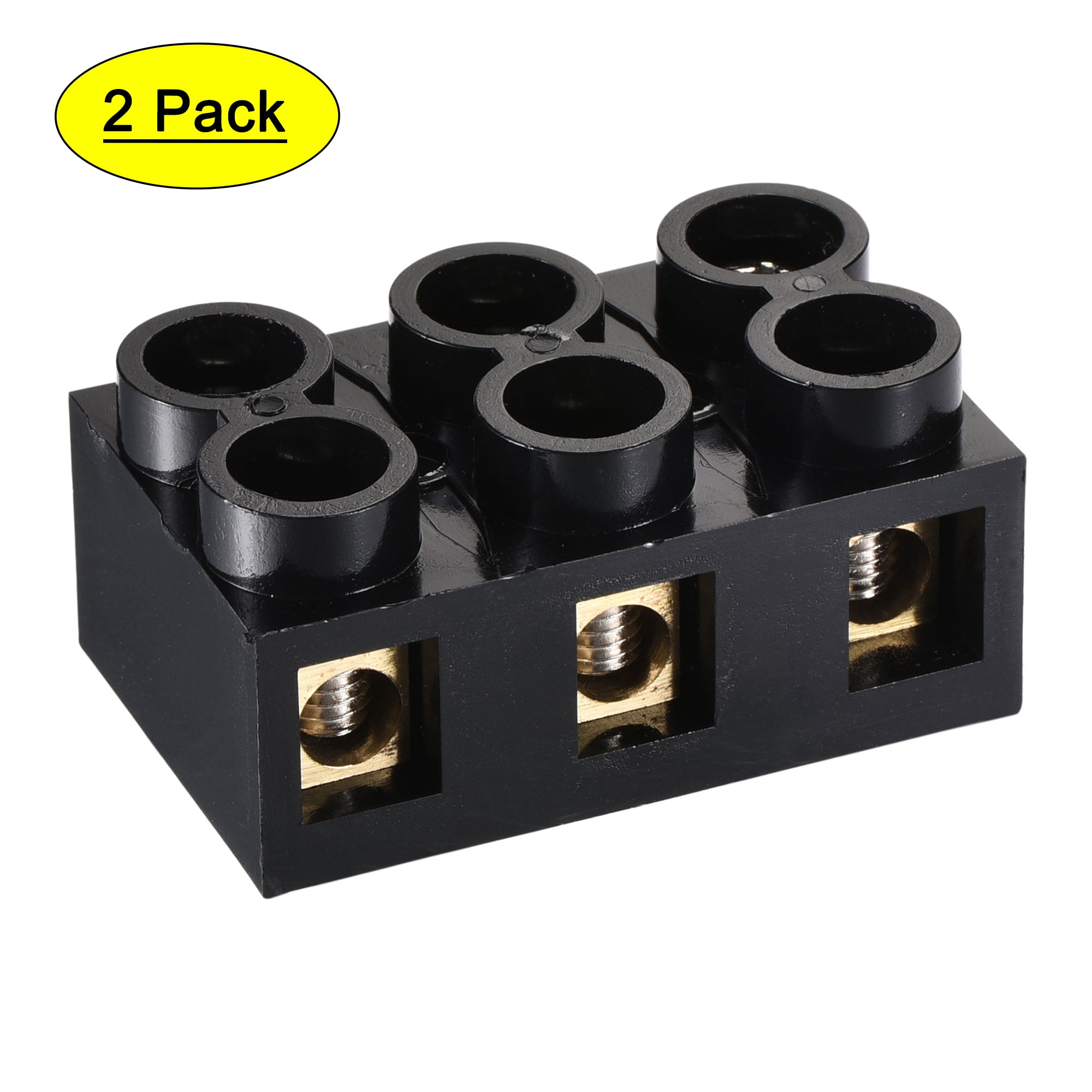 Uxcell Terminal Block 500V 60A Dual Row 3 Positions Screw Electric ...