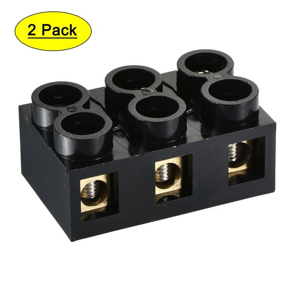 Uxcell Terminal Block 500V 60A Dual Row 3 Positions Screw Electric Barrier Strip 2 Pack