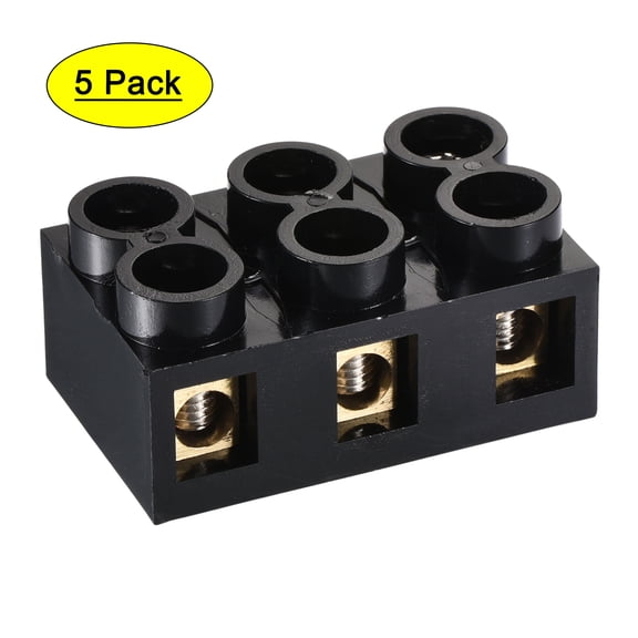 Uxcell Terminal Block 500V 60A Dual Row 3 Positions Screw Electric Barrier Strip 5Pack