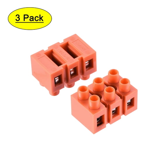 Uxcell Terminal Block 600V 36A Dual Row 3 Positions Screw Terminal Electric Barrier Strip 3 Pcs