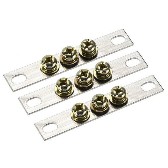 Uxcell Terminal Block Connector Bar 3 Positions Single Row Ground Wire Straight Electric Barrier Bar 3pcs
