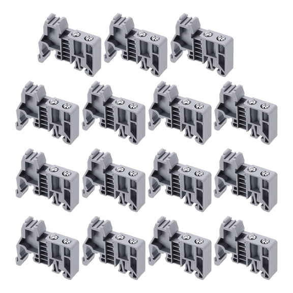 Uxcell Terminal Blocks 15 Pack E-UK Rail Mount Fuse Holder Screw Terminal Block Wire End Bracket Stopper Din Rail Screw for DIY Electronic Circuits Machine Appliances, Gray