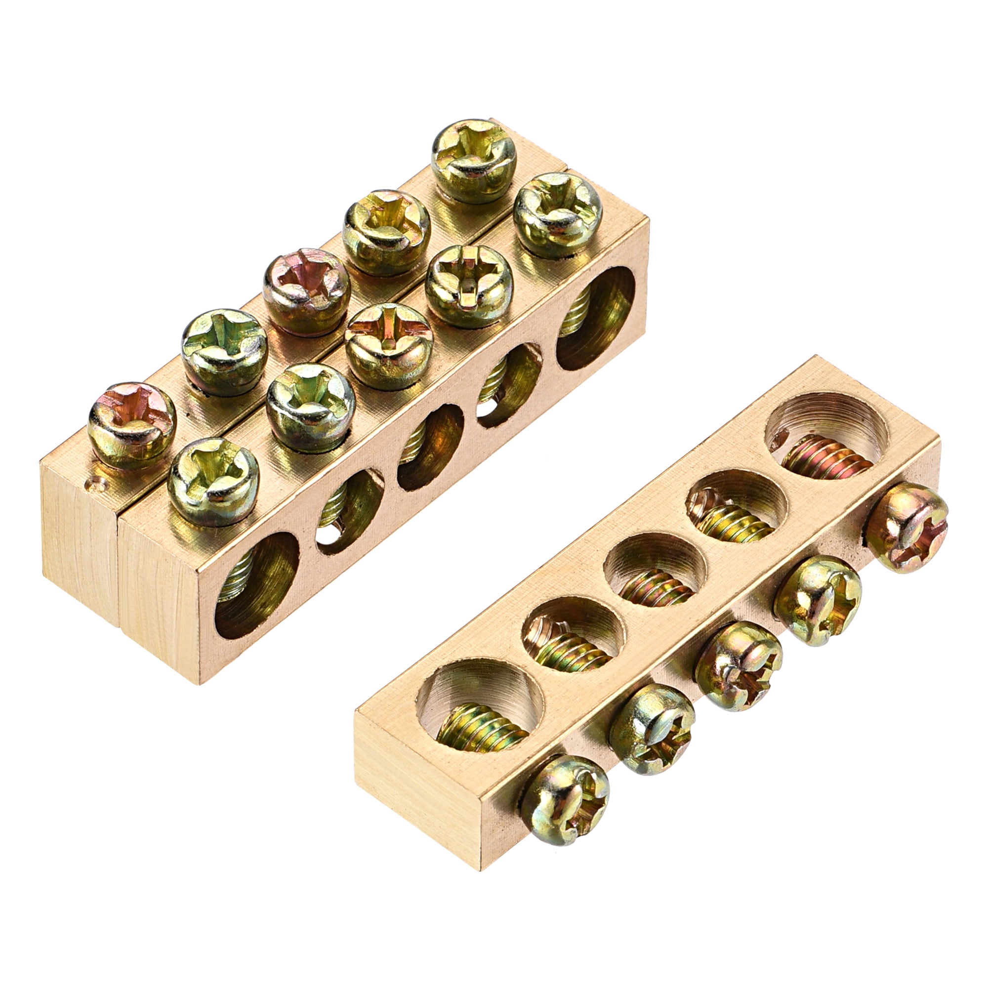 Uxcell Terminal Ground Bar Screw Block Barrier Brass 5 Positions