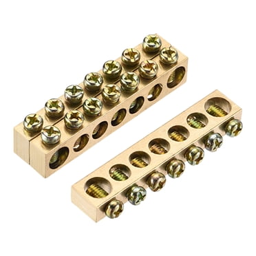Grounding Block Connector MECCANIXITY 4 Position Brass Terminal Ground Bar - Electrical Distribution Block M4 Screw Terminal Connector