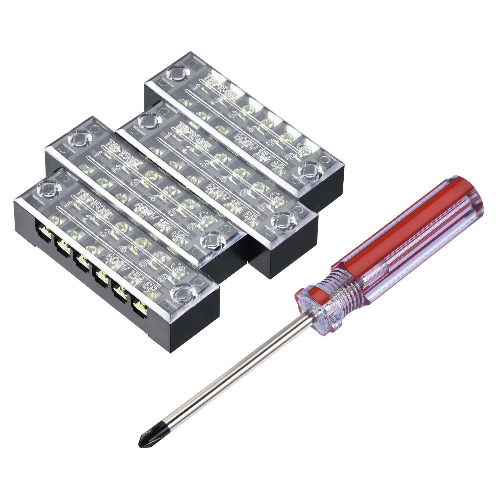 Uxcell Terminal Strip Barrier Block 6 Positions Dual Rows 600V 15A