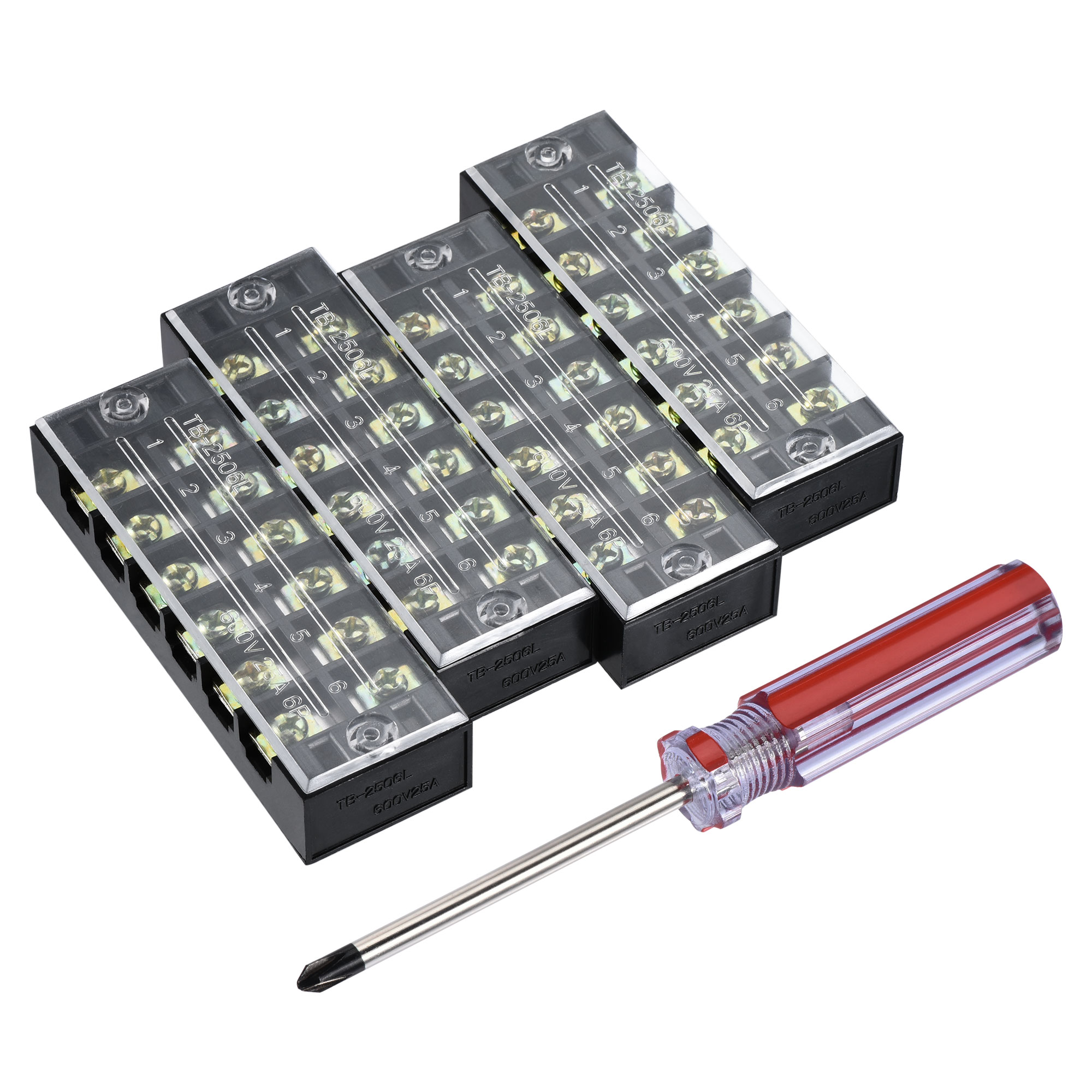 Uxcell Terminal Strip Barrier Block 6 Positions Dual Rows 600V 25A