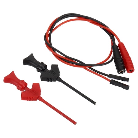 Uxcell Test Hook Clips Set, 2Pcs Mini Hook with Silicone Jumper Wire Red Black