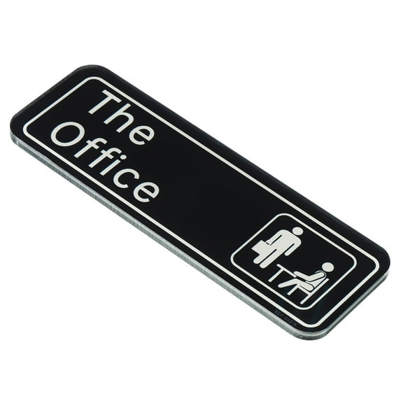 Uxcell The Office Sign Acrylic 6"x2" Self Adhesive Door Sign Sticker Waterproof Decor Black