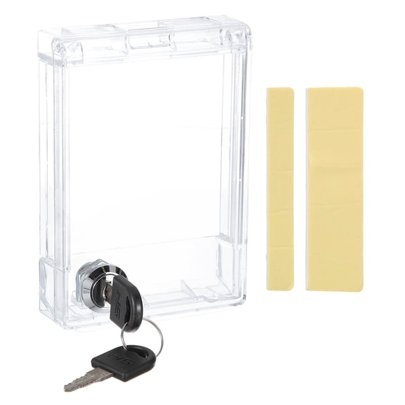 Uxcell Thermostat Lock Box with Keys, (Fit 3.5 x 3.6 x 0.9 Inch) Universal Thermostat Panel Switch Cover Central AC Safety Lock Box Protective Cover on Wall, Clear