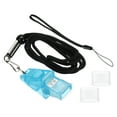 thumbnail image 1 of Uxcell Thickened Plastic Sports Whistle with Lanyard and Mouth Grip Referee Whistle, Blue, 1 of 6
