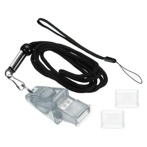 Uxcell Thickened Plastic Sports Whistle with Lanyard and Mouth Grip Referee Whistle, Grey