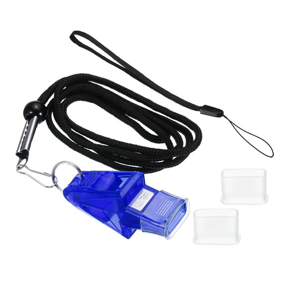 Uxcell Thickened Plastic Sports Whistle with Lanyard and Mouth Grip Referee Whistle, Light Blue